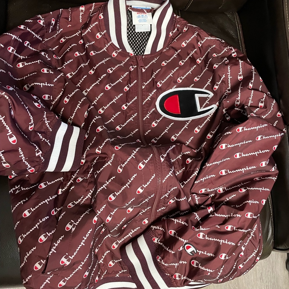 Brand new without tag Champion  Men’s All Over Print Satin Baseball Wind Jacket